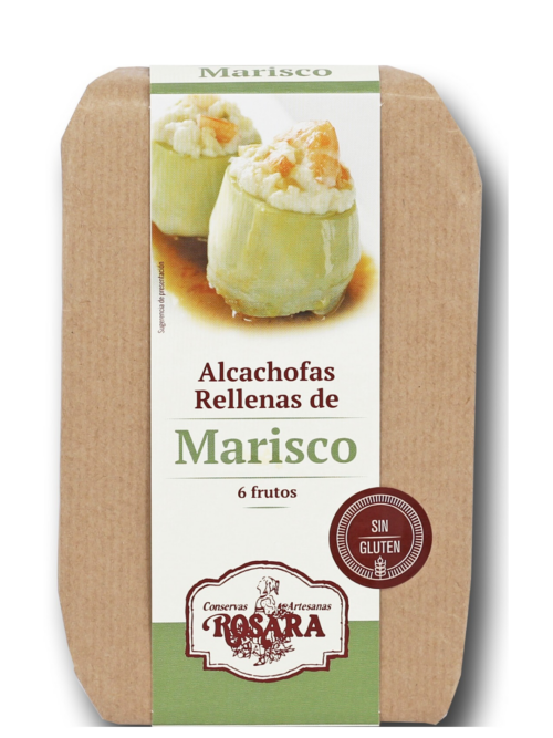 Alcachofas rellenas de marisco en El Auténtico Sabor Vasco Beren-Beregi Gourmet Delicatessen